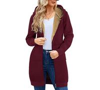 RITOSTA Sudaderas con Capucha Mujer Sudaderas Mujer Capucha Sudadera Larga con Capucha de Mujer Sudadera Mujer Invierno Manga Larga Forro Polar con Cremallera Bolsillos para Adulto（Rojo,L）