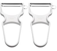 Ritter 79002X0001 Pelador de Frutas y Verduras, Cuchilla Acero Inoxidable para Diestros y Zurdos, Color Blanco (Paquete de 2)