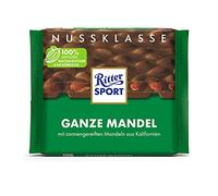 Ritter Sport Almendra entera de 100 g, chocolate con leche entera con almendras crujientes, chocolate de mesa seleccionado a mano de California para tu viaje por carretera