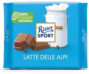 Ritter Sport Alpine Chocolate con leche 100 g (paquete de 12)