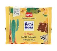 Ritter Sport Caramelo salado, tableta de chocolate con leche con mantequilla y caramelo salado crujiente en piezas, cacao 100% certificado sostenible, 12 unidades de 100 g