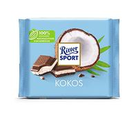 Ritter Sport Coco, 100 g, chocolate con leche entera relleno con deliciosa crema de leche de coco y crujiente coco rallado, delicia tropical con toque del mar del sur