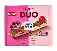 Ritter Sport Crazy Cassis Be My Berry, Chocolate con Leche Relleno de Grosella Negra y Frutos del Bosque, Barra Cuadrada, 218g