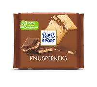 Ritter Sport Galleta crujiente 100 g, chocolate con leche entera con galletas de mantequilla y crema de cacao, chocolate con galleta de mantequilla, chocolate crujiente de mesa