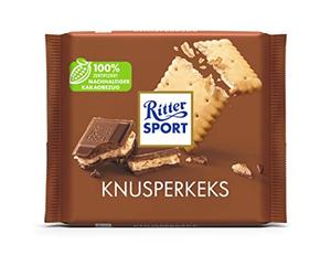 Ritter Sport Galleta crujiente 100 g, chocolate con leche entera con galletas de mantequilla y crema de cacao, chocolate con galleta de mantequilla, chocolate crujiente de mesa