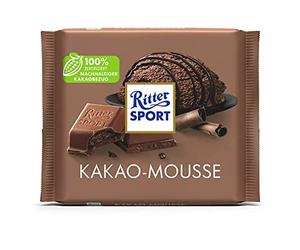 Ritter Sport Mousse de cacao de 100 g, chocolate con leche entera de Alpes relleno con crema de cacao aireada, deliciosa mousse de chocolate envuelto en el mejor chocolate