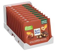 Ritter Sport Nuts & Flakes - Tableta de chocolate con leche con avellanas tostadas enteras y copos de maíz, cacao 100% certificado sostenible, 10 unidades de 100 g