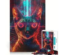 Ritual del Gato Ancestral Rompecabezas de 1000 Piezas Juego Mental Divertido con Piezas de Encaje Preciso Actividad Relajante para Grupos en Interiores (50x75cm)