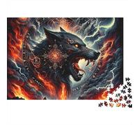 Ritual mítico del Lobo, Rompecabezas de 1000 Piezas, VFire Wolf Lightning Art, para Adultos de 12 años en adelante, Juegos educativos, Hermosa decoración, desafío decumpleaños, 38x26cm
