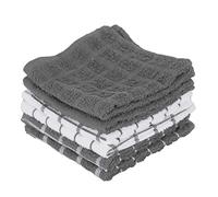 Ritz Juego de paños de Cocina a Cuadros de Rizo: Altamente absorbentes y súper Suaves, 100% algodón, paños de Limpieza duraderos para Limpiar mesas y encimeras, Paquete de 6, Color Gris