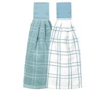 Ritz - Paño de Cocina Colgante, 100% algodón, Liso, diseño de Cuadros múltiples, Absorbente, Supersuave y de Secado rápido, Juego de Dos Unidades, Color rocío