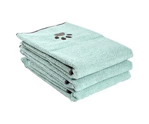 Ritz Toalla Bordada de Microfibra para Mascotas, pequeña, Paw SPA Blue, Juego de 3 Toallas