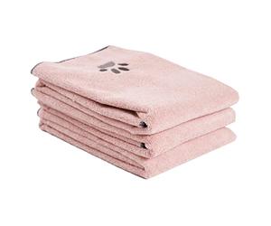 Ritz Toalla Bordada de Microfibra para Mascotas, pequeña, Rosa Rubor de Patas, Juego de 3 Toallas
