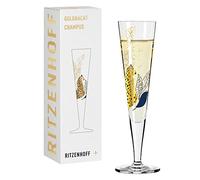 Ritzenhoff 1071033 Copa de champán 200 ml - Serie Goldnacht No. 33 - Motivo de eucalipto con oro auténtico - Made in Germany