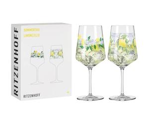 RITZENHOFF 2931021 - Vaso de limoncello de 500 ml - Juego de 2 - Serie Sommertau - 2 unidades para aperitivo con diseño Dolce Vita, fabricado en Alemania