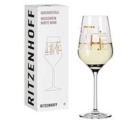 Ritzenhoff 3011010 Copa de vino blanco 300 ml - Serie Herzkristall No. 10 - con motivo de letras en oro rosa - Made in Germany