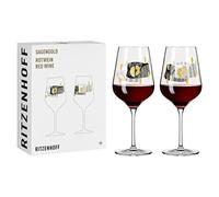 Ritzenhoff 3401002 Copa de vino tinto 500 ml - Serie Sagengold No. 2 - Set de 2 con motivo de uva, oro auténtico - Made in Germany
