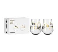 Ritzenhoff 3421002 Vaso de agua 500 ml - Serie Sagengold No. 2 - Set de 2 con motivo de uva, oro auténtico - Made in Germany