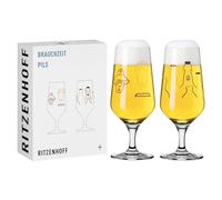 Ritzenhoff 3471007 Vaso de cerveza 300 ml - Juego de 2 - Serie Brauchzeit, botella de cerveza y abrebotellas, multicolor - Made in Germany