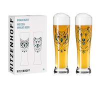 Ritzenhoff 3481001 Vaso de cerveza de trigo 500 ml - Set de 2 - Serie Brauchzeit Set no. 1-2 piezas con impresión digital multicolor