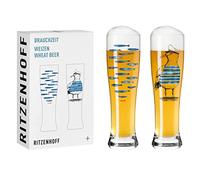 Ritzenhoff 3481007 Vaso de cerveza de trigo 500 ml - Juego de 2 - Serie Brauchzeit Set no. 7-2 piezas con impresión digital multicolor