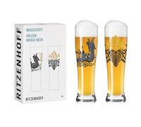 Ritzenhoff 3481010 Vaso de cerveza de trigo 500 ml - Juego de 2 - Serie Brauchzeit - Motivo rúnico - Made in Germany