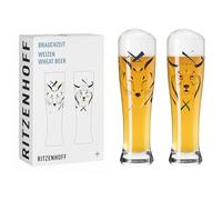 Ritzenhoff 3481012 Vaso de cerveza de trigo 500 ml - Juego de 2 - Serie Brauchzeit Set - 2 piezas con motivo animal, impresión digital multicolor