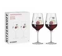 Ritzenhoff 3601002 Copa de vino tinto 500 ml - Serie Sommerwendtraum Set No. 2, 2 piezas con círculos de acuarela - Made in Germany
