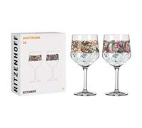 Ritzenhoff 3691002 Copa de ginebra 700 ml - Serie Schattenfauna Set No. 2-2 piezas, Leopardo & Búho - Made in Germany