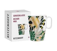 Ritzenhoff 3731007 Taza de café 330 ml - Serie Genussklasse No. 7 - Taza de porcelana con motivo tropical, pieza de diseño