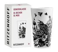 Ritzenhoff 3741001 Taza de café XL 500 ml - Serie Genussklasse No. 1 - Taza de porcelana con motivo de pájaro - Pieza de diseño