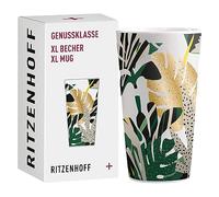 Ritzenhoff 3741004 Taza de café XL 500 ml - Serie Genussklasse No. 4 - Taza de porcelana con motivo tropical, pieza de diseño