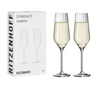 Ritzenhoff 3751001 Copa de champán 250 ml - Serie Sternschliff No. 2, 2 piezas con línea de relieve - Made in Germany