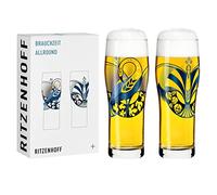 Ritzenhoff 3781004 Vaso universal 600 ml - Serie Brauchzeit No. 4, 2 pzas. con motivo a juego - Made in Germany