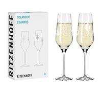 Ritzenhoff 3851001 Copa de champán 250 ml - Juego de 2 Serie Oceanside No. 1, 2 piezas, motivo caballito de mar - Made in Germany