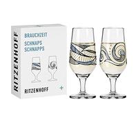 Ritzenhoff 3871003 Vaso de Schnapps 40 ml - Serie Brauchzeit, Set No. 3 - Motivo agua - redondo, azul y gris - Made in Germany