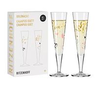 Ritzenhoff 6031004 Copa de champán 200 ml - Serie Goldnacht Duett 2023-2x pieza de diseño con oro auténtico - Made in Germany
