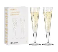 RITZENHOFF 6031008 Copa de champán de 200 ml, serie Goldnacht, 2 unidades, con oro auténtico, fabricado en Alemania