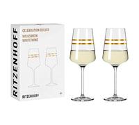 Ritzenhoff 6141002 Copa de vino blanco 400 ml - Serie Celebration Deluxe Set No. 2, 2 piezas con oro auténtico - Made in Germany
