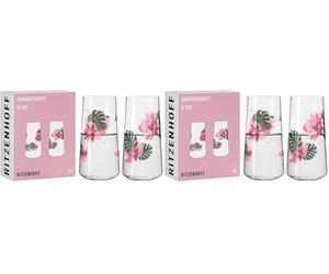 RITZENHOFF 6151001 Juego de vaso universal 600 ml - Serie Sommersonett D-Tox - 2x vaso con motivo floral - Made in Germany (Paquete de 2)