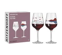 Ritzenhoff 6161001 Copa de vino tinto 500 ml - Serie Heart crystal - Set de 2 con motivo en oro rosa - Made in Germany