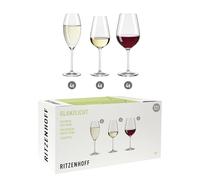 RITZENHOFF 6291001 - Juego de 12 copas de vino y champán (4 botellas de vino tinto de 600 ml, 4 copas de vino blanco, 4 copas de champán de 300 ml, modernas, fabricadas en Alemania)