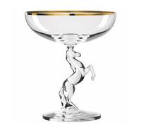 RITZENHOFF 9011002 Copa de champán de 200 ml, serie Reitkristall - con borde dorado y tallo en forma de caballo ascendente - Fabricado en Alemania