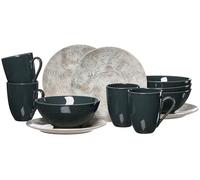 Ritzenhoff & Breker Cecina Juego de desayuno de 12 piezas, taza de café (320 ml), cuencos de cereales (16 cm) y platos de postre (20 cm) para 4 personas, vajilla moderna de moda, gres, gris - perla