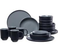 Ritzenhoff & Breker Jasper - Vajilla de 16 piezas (gres, platos, cuencos y tazas, para 4 personas), color negro