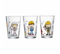 Ritzenhoff & Breker Juego de 3 vasos para niños, 205 ml, diseño de astronauta, constructores, bomberos, aptos para lavavajillas