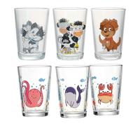 Ritzenhoff & Breker Juego de 6 vasos infantiles con diseño de animales de granja y mundo submarino, 205 ml, aptos para lavavajillas