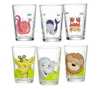 Ritzenhoff & Breker Juego de 6 vasos infantiles con diseño de animales submarinos y del bosque, 205 ml, aptos para lavavajillas