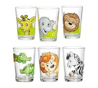 Ritzenhoff & Breker - Juego de 6 vasos para niños "Animales de la jungla & Zoo feliz", 205 ml, Vasos estampados para niños con motivos de animales, lavables en lavavajillas