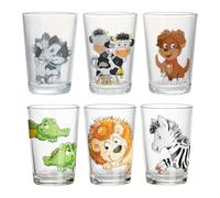 Ritzenhoff & Breker Juego de vasos infantiles Hoftiere & Happy Zoo, set de 6, 205 ml, Vasos infantiles impresos con motivos de animales, aptos para lavavajillas